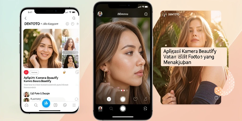 Tampilan antarmuka DENTOTO dengan fitur Kamera Beautify yang intuitif.