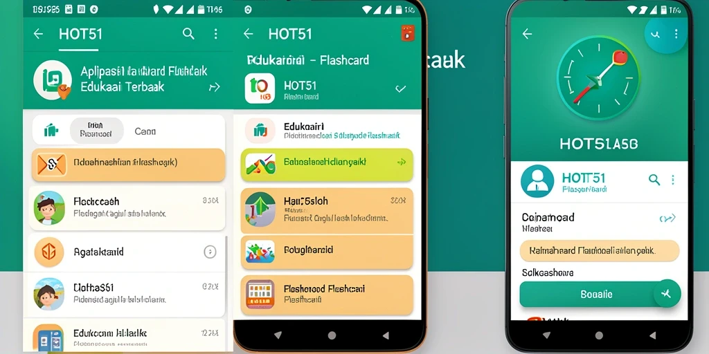 Screenshot antarmuka utama HOT51 yang menunjukkan kartu flashcard.