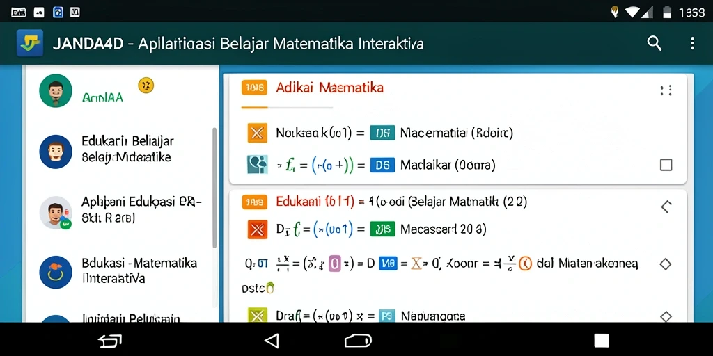 Tampilan antarmuka utama JANDA4D dengan fitur Belajar Matematika yang interaktif.
