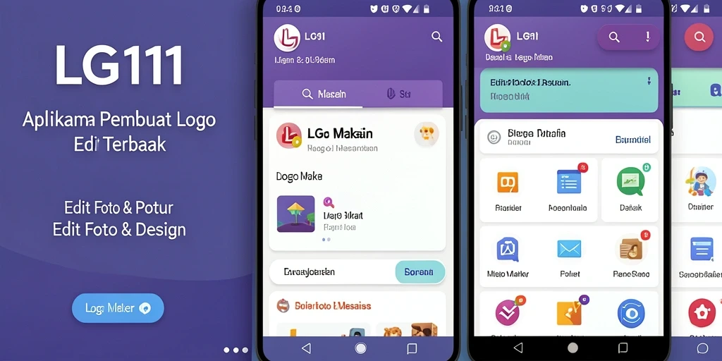 Antarmuka LG111 yang sederhana dan fungsional untuk pembuat logo.
