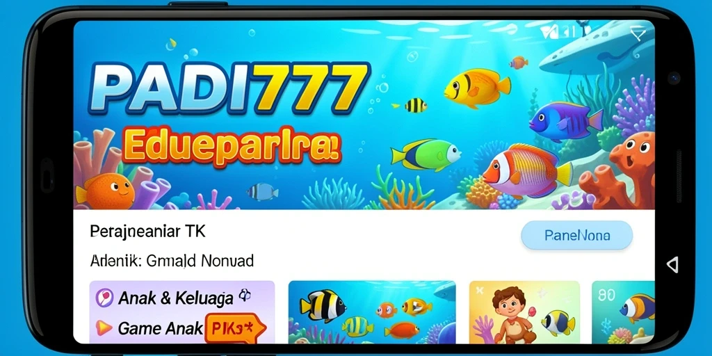 Antarmuka PADI777 yang ceria dan interaktif untuk anak-anak.