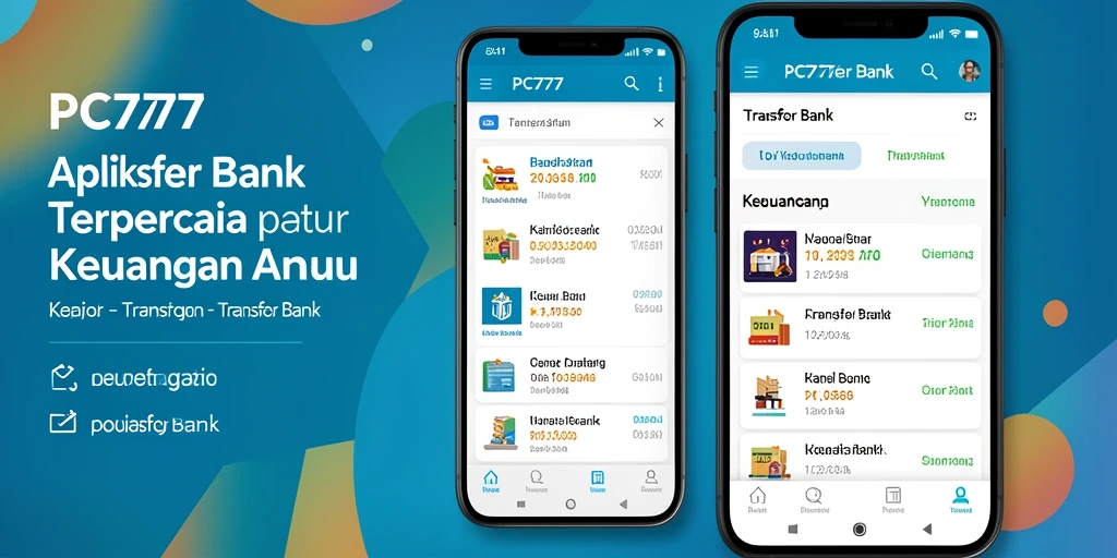 Tampilan antarmuka utama aplikasi Transfer Bank PC777 yang user-friendly.