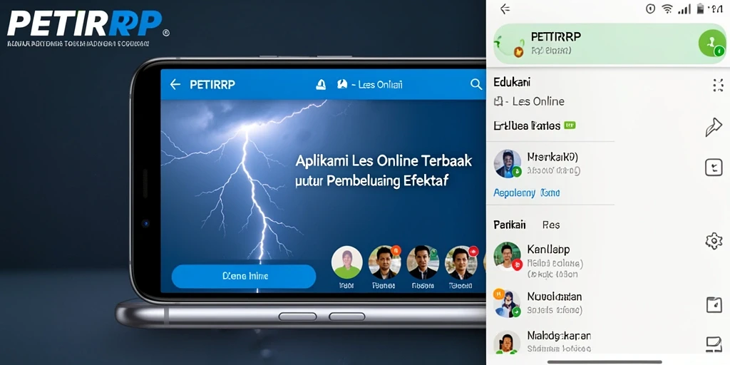 Antarmuka aplikasi Les Online PETIRRP yang interaktif dan menarik.