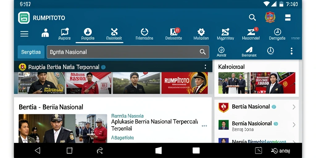 Screenshot tampilan antarmuka RUMPITOTO yang menampilkan fitur Berita Nasional.