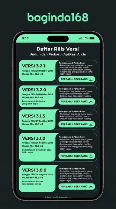 Riwayat Versi Aplikasi baginda168 untuk Pengguna Android